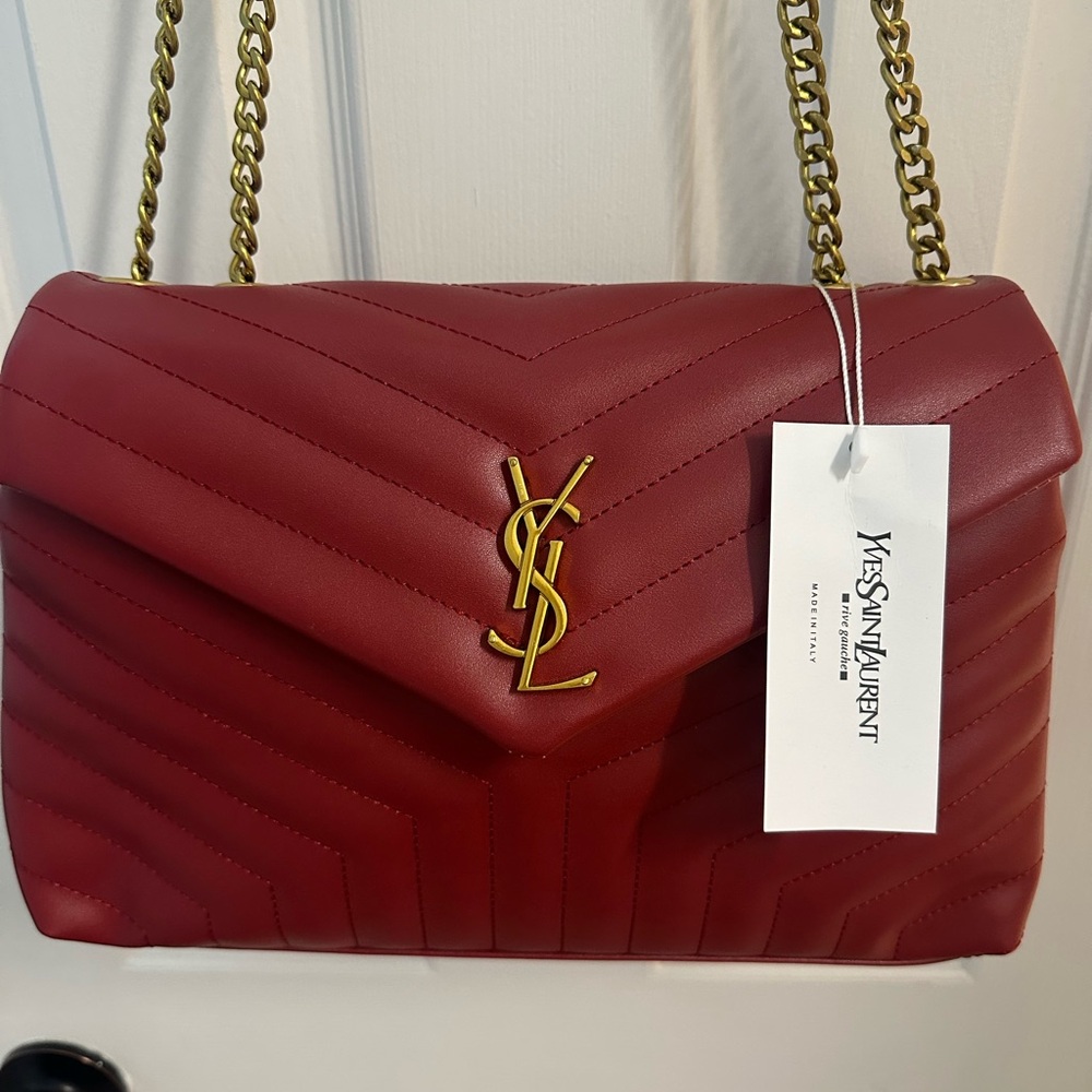 Yves Saint Laurent Red Chevron Quilted Shoulder Bag